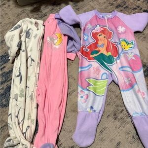 Disney Ariel and Flounder Kids One Piece Footie - Purple and Pink